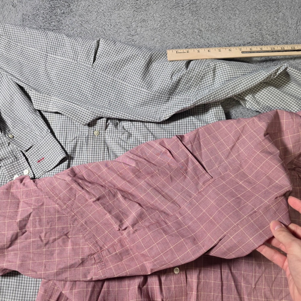 Nautica Mens XL Button Down Shirt Bundle Red Grey Plaid Check Long Sleeve Cotton - Picture 7 of 8